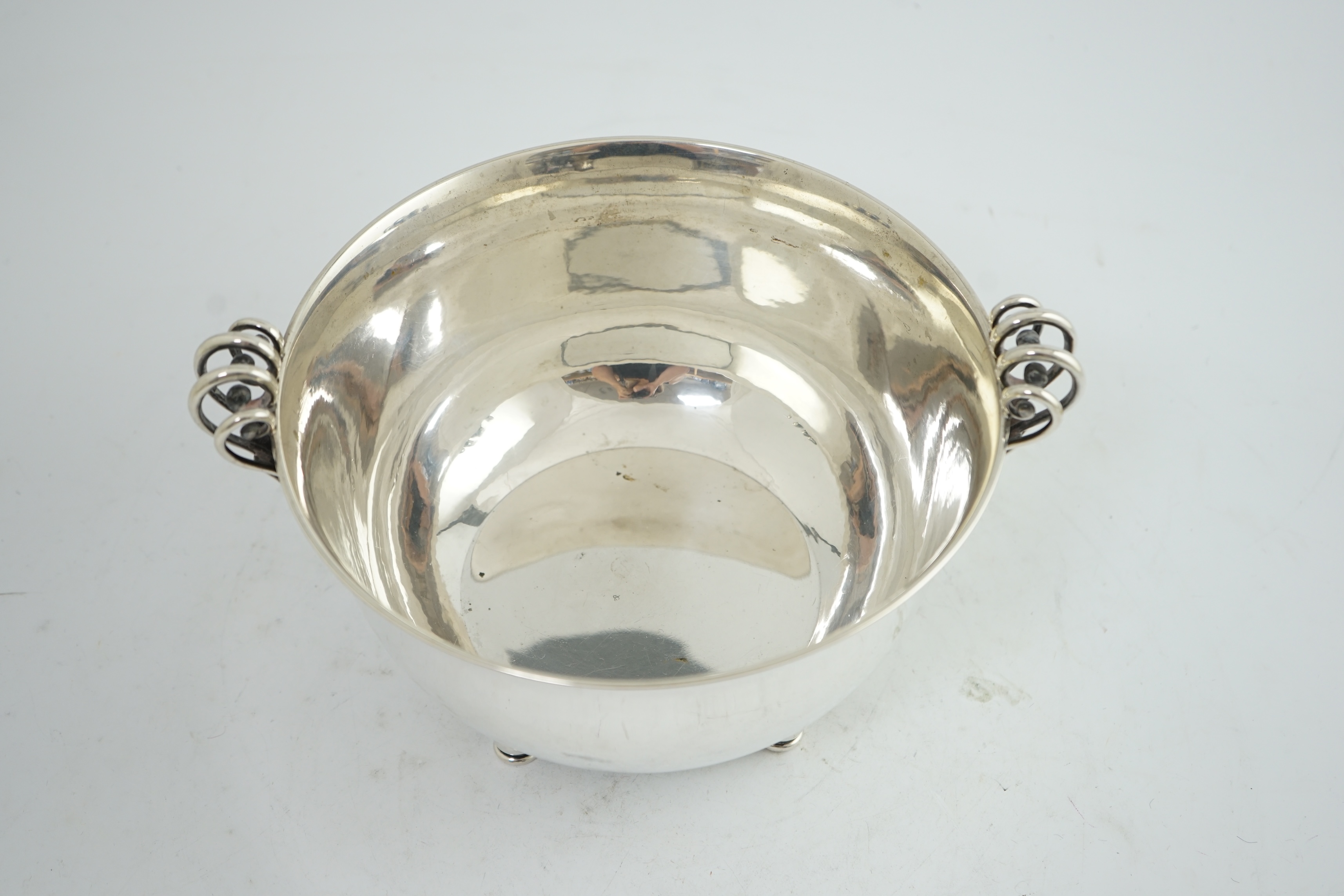 A stylish 1930's Danish silver two handled fruit bowl, by Matthiasen